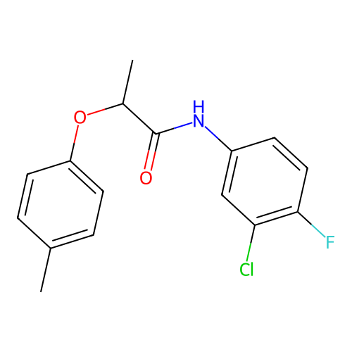 N-(3-chloro-4-fluorophenyl)-2-(4-methylphenoxy)propanamide structure