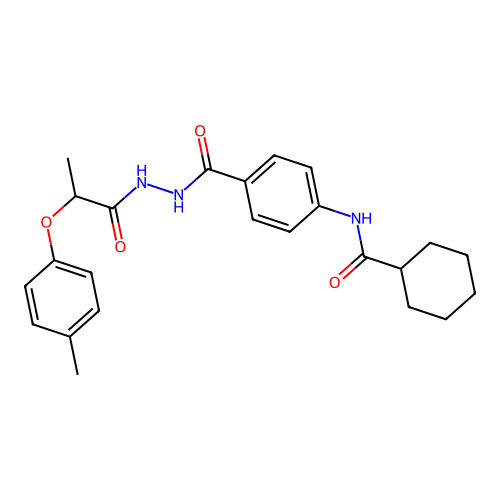 N-[4-[[2-(4-methylphenoxy)propanoylamino]carbamoyl]phenyl]cyclohexanecarboxamide structure