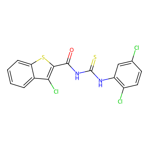 3-chloro-N-[(2,5-dichlorophenyl)carbamothioyl]-1-benzothiophene-2-carboxamide structure