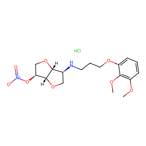 5-(3-(2,3-Dimethoxyphenoxy)-propylamino)-5-desoxy-1,4:3,6-dianhydro-L-idit-2-nitrat HCl structure