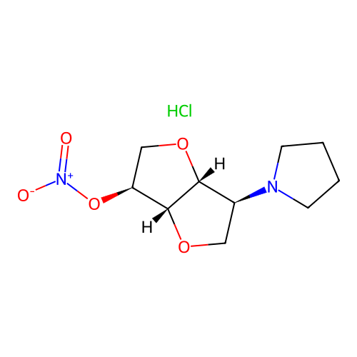 1,4:3,6-Dianhydro-2-deoxy-2-(1-pyrrolidinyl)-L-iditol 5-nitrate monohydrochloride structure