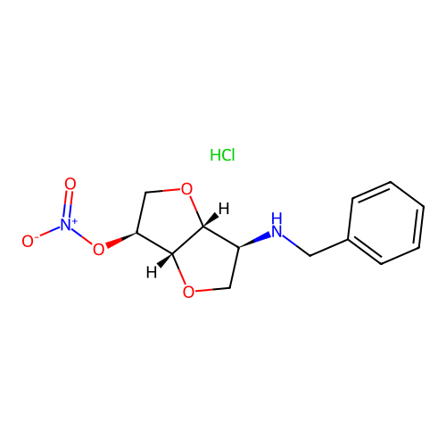 L-Iditol, 1,4:3,6-dianhydro-2-deoxy-2-((phenylmethyl)amino)-, 5-nitrate, monohydrochloride structure