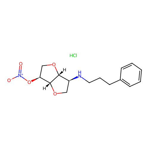 1,4:3,6-Dianhydro-2-deoxy-2-((3-phenylpropyl)amino)-L-iditol 5-nitrate monohydrochloride structure