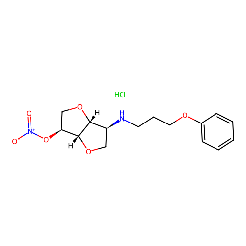 L-Iditol, 1,4:3,6-dianhydro-2-deoxy-2-((3-phenoxypropyl)amino)-, 5-nitrate, monohydrochloride structure