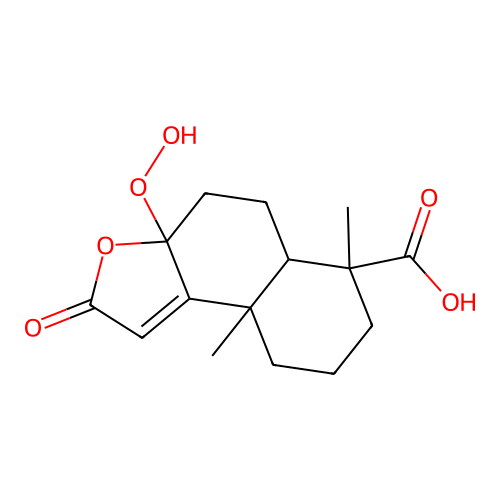 3a-hydroperoxy-6,9a-dimethyl-2-oxo-4,5,5a,7,8,9-hexahydrobenzo[e][1]benzofuran-6-carboxylic acid structure