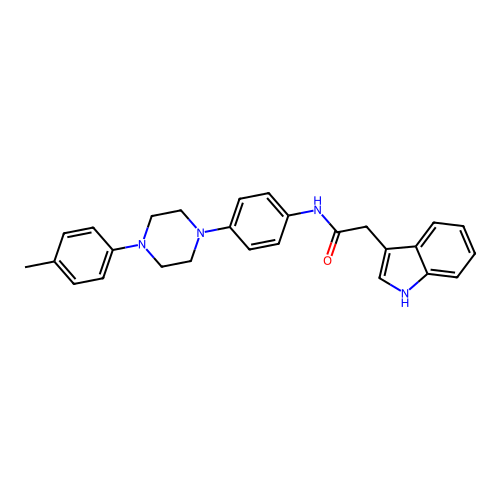 1H-Indole-3-acetamide, N-(4-(4-(4-methylphenyl)-1-piperazinyl)phenyl)- structure