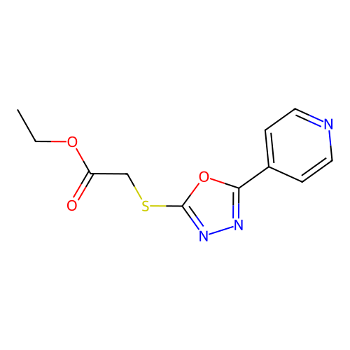Ethyl {[5-(4-pyridinyl)-1,3,4-oxadiazol-2-yl]thio}acetate structure