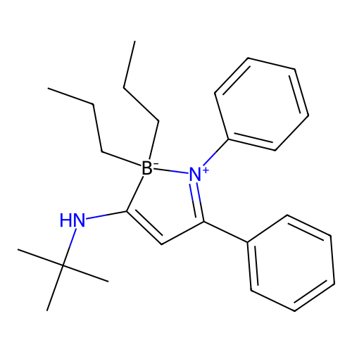 3-(tert-butylamino)-1,5-diphenyl-2,2-dipropyl-2H-1,2-azaborol-1-ium-2-uide structure