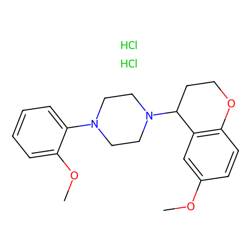1-(3,4-Dihydro-6-methoxy-2H-1-benzopyran-4-yl)-4-(2-methoxyphenyl)piperazine dihydrochloride structure
