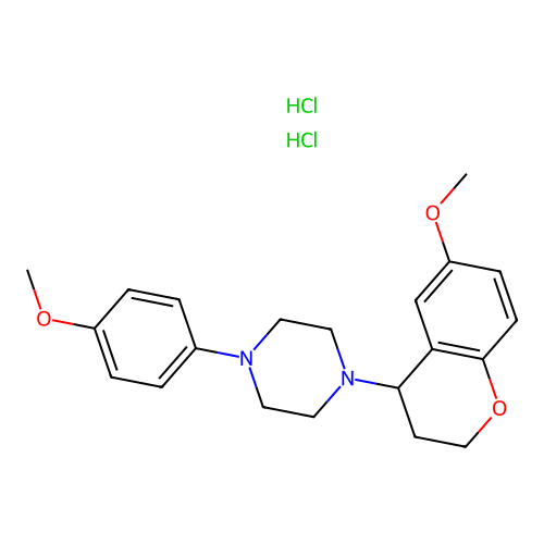 1-(3,4-Dihydro-6-methoxy-2H-1-benzopyran-4-yl)-4-(4-methoxyphenyl)piperazine dihydrochloride structure