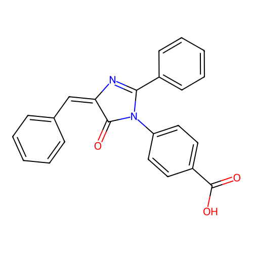 4-[(4E)-4-benzylidene-5-oxo-2-phenyl-4,5-dihydro-1H-imidazol-3-ium-1-yl]benzoate structure
