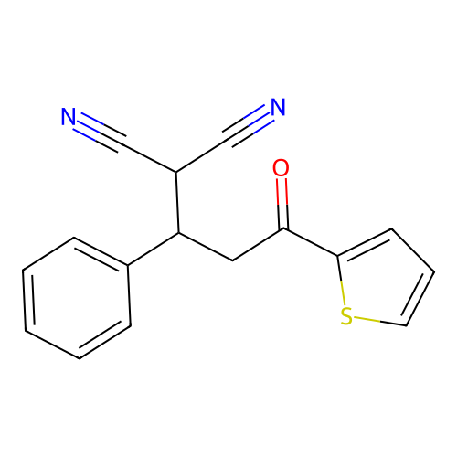 2-(3-Oxo-1-phenyl-3-thiophen-2-ylpropyl)propanedinitrile structure