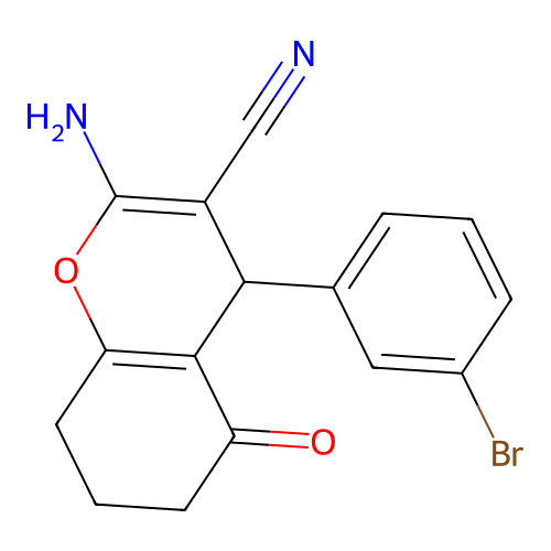 2-Amino-4-(3-bromophenyl)-5-oxo-4,6,7,8-tetrahydrochromene-3-carbonitrile structure