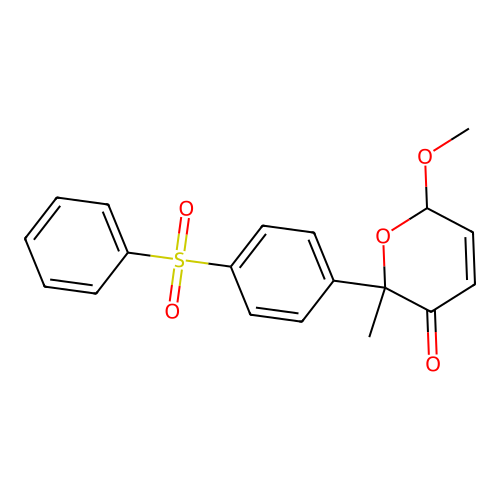 6-[4-(benzenesulfonyl)phenyl]-2-methoxy-6-methyl-2H-pyran-5-one structure