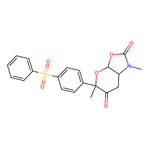 1,5-Dimethyl-5-(4-(phenylsulfonyl)phenyl)dihydro-3aH-pyrano(3,2-d)(1,3)oxazole-2,6(1H,5H)-dione structure