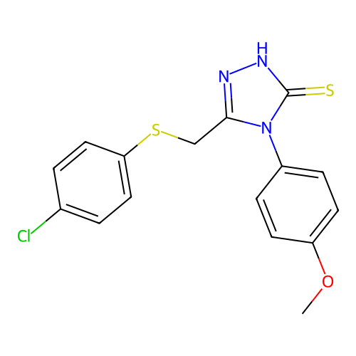 5-(((4-Chlorophenyl)thio)methyl)-4-(4-methoxyphenyl)-2,4-dihydro-3H-1,2,4-triazole-3-thione structure
