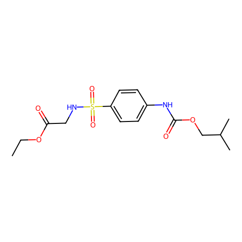 Glycine, N-((4-(((2-methylpropoxy)carbonyl)amino)phenyl)sulfonyl)-, ethyl ester structure