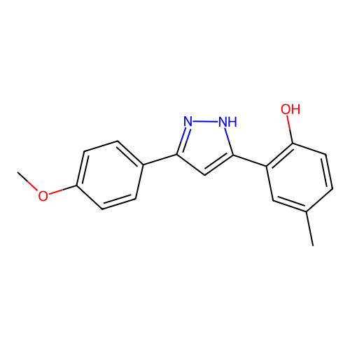 2-[5-(4-methoxyphenyl)-1H-pyrazol-3-yl]-4-methylphenol structure