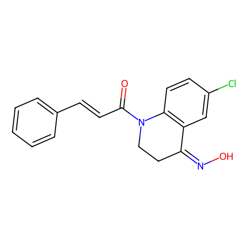 4(1H)-Quinolinone, 6-chloro-2,3-dihydro-1-(1-oxo-3-phenyl-2-propenyl)-, 4-oxime structure