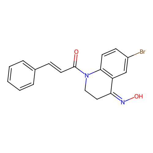 4(1H)-Quinolinone, 6-bromo-2,3-dihydro-1-(1-oxo-3-phenyl-2-propenyl)-, 4-oxime structure