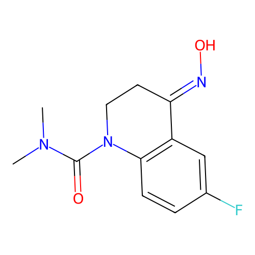 6-fluoro-4-hydroxyimino-N,N-dimethyl-2,3-dihydroquinoline-1-carboxamide structure