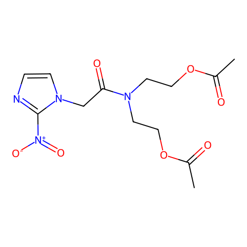 2-[2-Acetyloxyethyl-[2-(2-nitroimidazol-1-yl)acetyl]amino]ethyl acetate structure