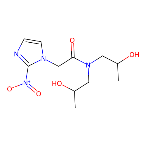 N,N-bis(2-hydroxypropyl)-2-(2-nitroimidazol-1-yl)acetamide structure