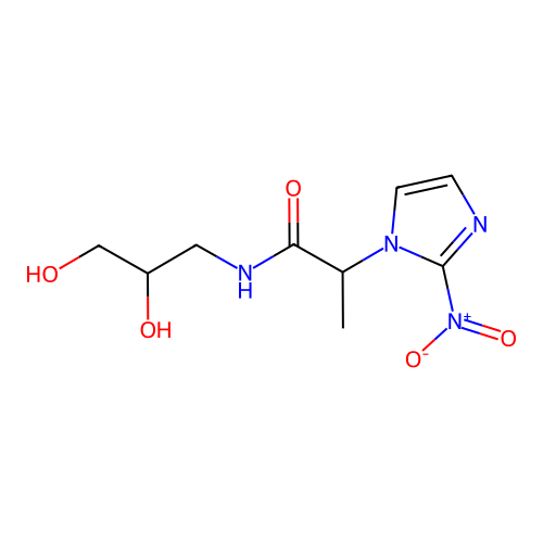 N-(2,3-dihydroxypropyl)-2-(2-nitroimidazol-1-yl)propanamide structure