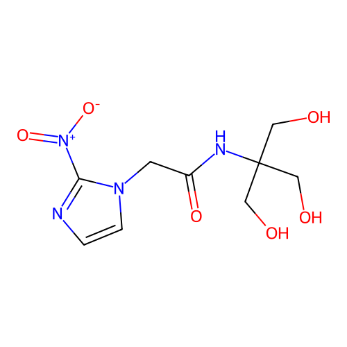 N-[1,3-dihydroxy-2-(hydroxymethyl)propan-2-yl]-2-(2-nitroimidazol-1-yl)acetamide structure