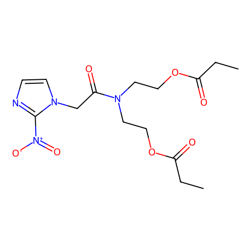 2-[[2-(2-Nitroimidazol-1-yl)acetyl]-(2-propanoyloxyethyl)amino]ethyl propanoate structure