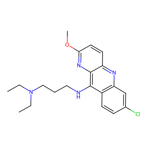N-(7-chloro-2-methoxybenzo[b][1,5]naphthyridin-10-yl)-N',N'-diethylpropane-1,3-diamine structure