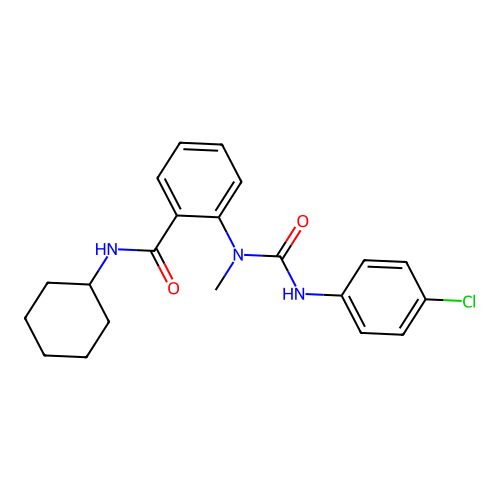 2-{[(4-chlorophenyl)carbamoyl](methyl)amino}-N-cyclohexylbenzamide structure