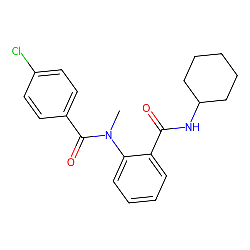 4-chloro-N-[2-(cyclohexylcarbamoyl)phenyl]-N-methylbenzamide structure