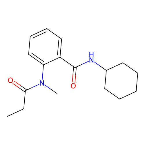N-cyclohexyl-2-[methyl(propanoyl)amino]benzamide structure