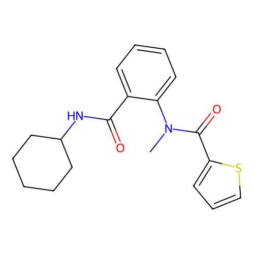 N-[2-(cyclohexylcarbamoyl)phenyl]-N-methylthiophene-2-carboxamide structure