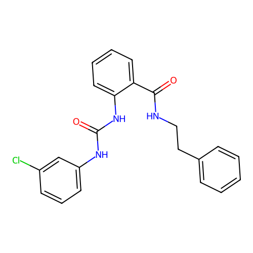 2-{[(3-chlorophenyl)carbamoyl]amino}-N-(2-phenylethyl)benzamide structure