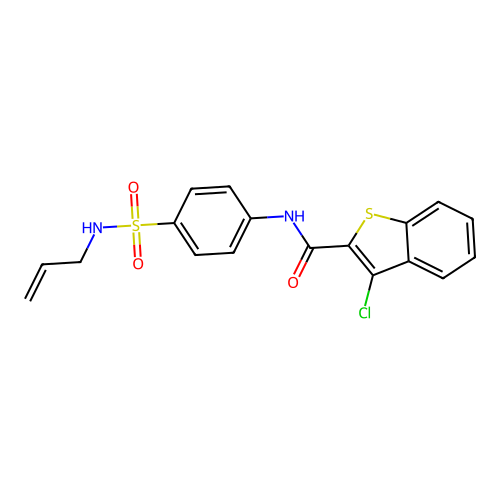 N-{4-[(allylamino)sulfonyl]phenyl}-3-chloro-1-benzothiophene-2-carboxamide structure