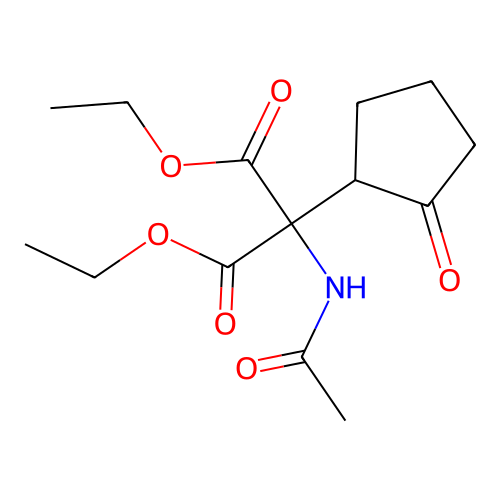 Diethyl 2-acetamido-2-(2-oxocyclopentyl)propanedioate structure