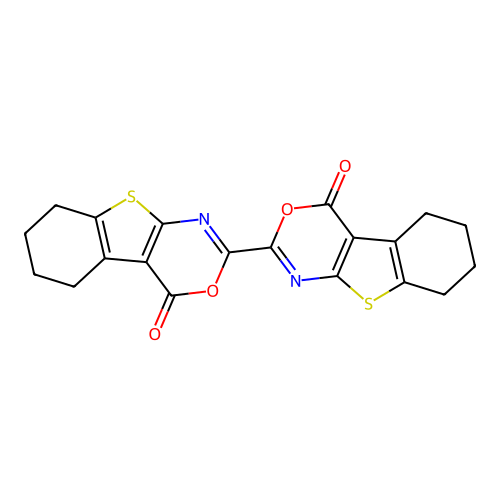 2-(4-oxo-5,6,7,8-tetrahydro-[1]benzothiolo[2,3-d][1,3]oxazin-2-yl)-5,6,7,8-tetrahydro-[1]benzothiolo[2,3-d][1,3]oxazin-4-one structure