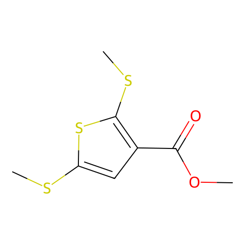 Methyl2,5-bis(methylthio)-3-thiophenecarboxylate structure