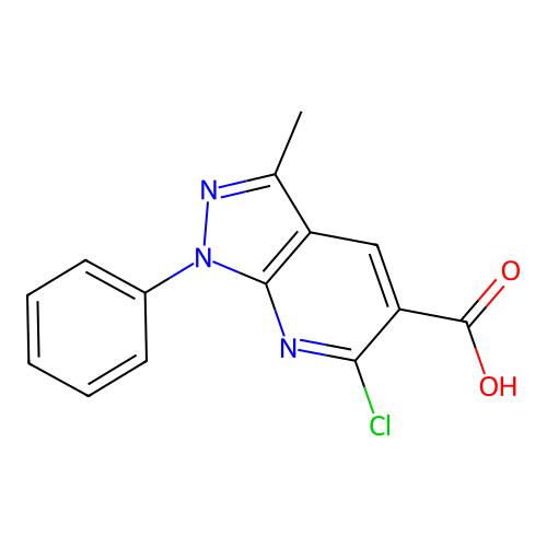 6-chloro-3-methyl-1-phenyl-1H-pyrazolo[3,4-b]pyridine-5-carboxylic acid structure