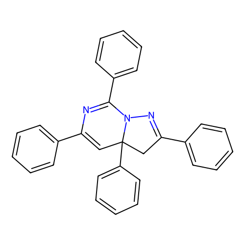 3,3a-Dihydro-2,3a,5,7-tetraphenylpyrazolo[1,5-c]pyrimidine structure