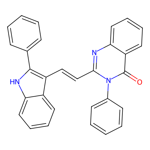 4(3H)-Quinazolinone, 3-phenyl-2-(2-(2-phenyl-1H-indol-3-yl)ethenyl)- structure