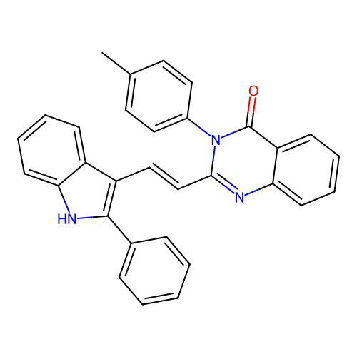 4(3H)-Quinazolinone, 3-(4-methylphenyl)-2-(2-(2-phenyl-1H-indol-3-yl)ethenyl)- structure