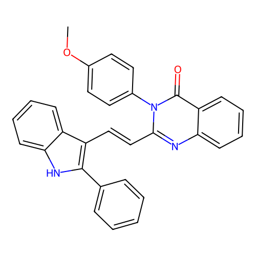 4(3H)-Quinazolinone, 3-(4-methoxyphenyl)-2-(2-(2-phenyl-1H-indol-3-yl)ethenyl)- structure