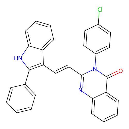 4(3H)-Quinazolinone, 3-(4-chlorophenyl)-2-(2-(2-phenyl-1H-indol-3-yl)ethenyl)- structure