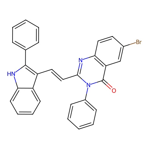 4(3H)-Quinazolinone, 6-bromo-3-phenyl-2-(2-(2-phenyl-1H-indol-3-yl)ethenyl)- structure