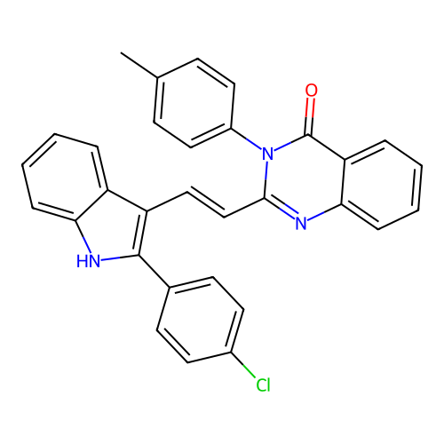 2-(2-(2-(4-Chlorophenyl)-1H-indol-3-yl)ethenyl)-3-(4-methylphenyl)-4(3H)-quinazolinone structure