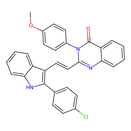2-(2-(2-(4-Chlorophenyl)-1H-indol-3-yl)ethenyl)-3-(4-methoxyphenyl)-4(3H)-quinazolinone structure