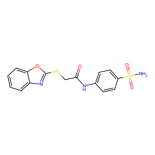 2-(1,3-benzoxazol-2-ylsulfanyl)-N-(4-sulfamoylphenyl)acetamide structure